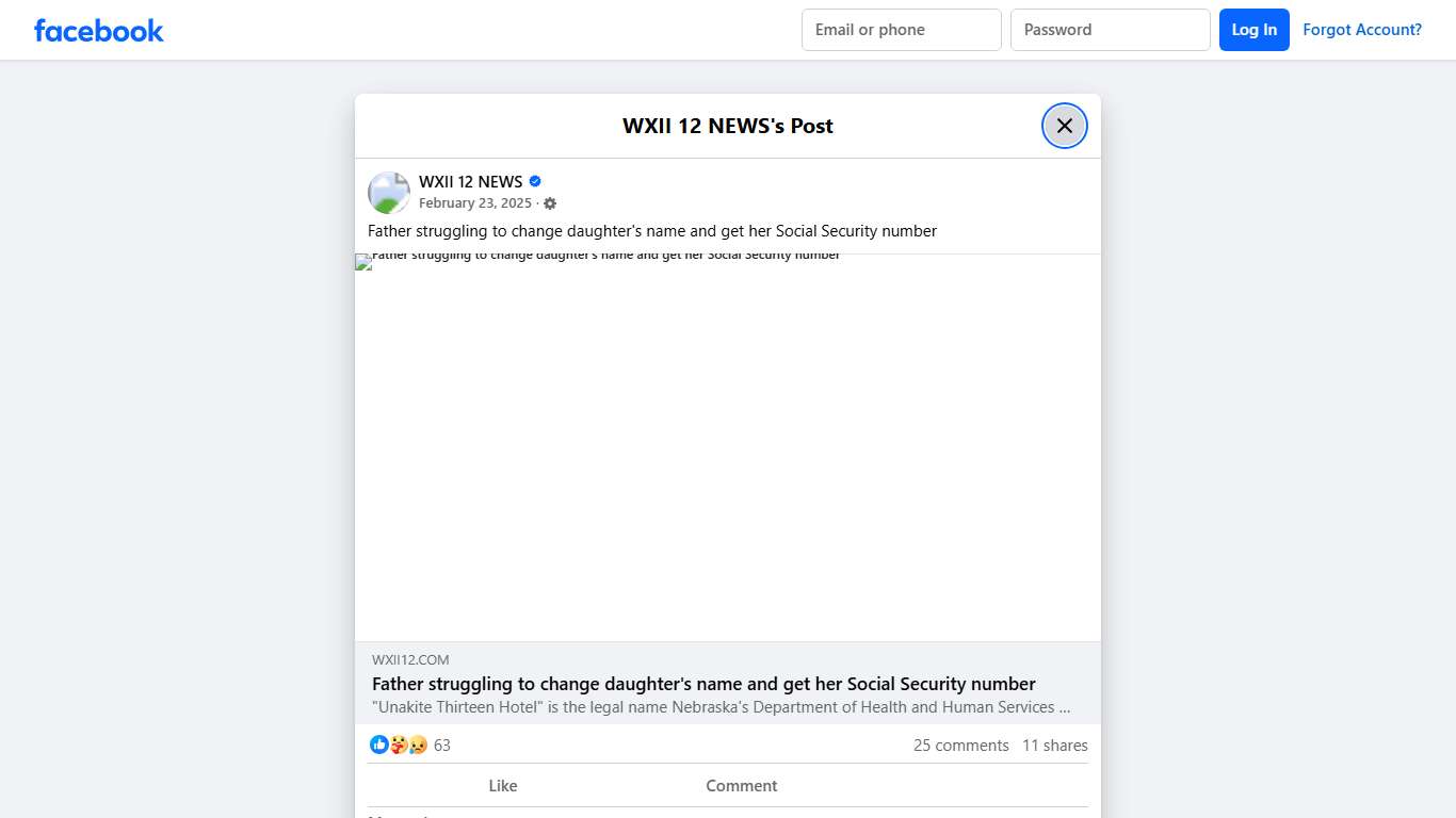 WXII 12 NEWS - Father struggling to change daughter's name... Facebook