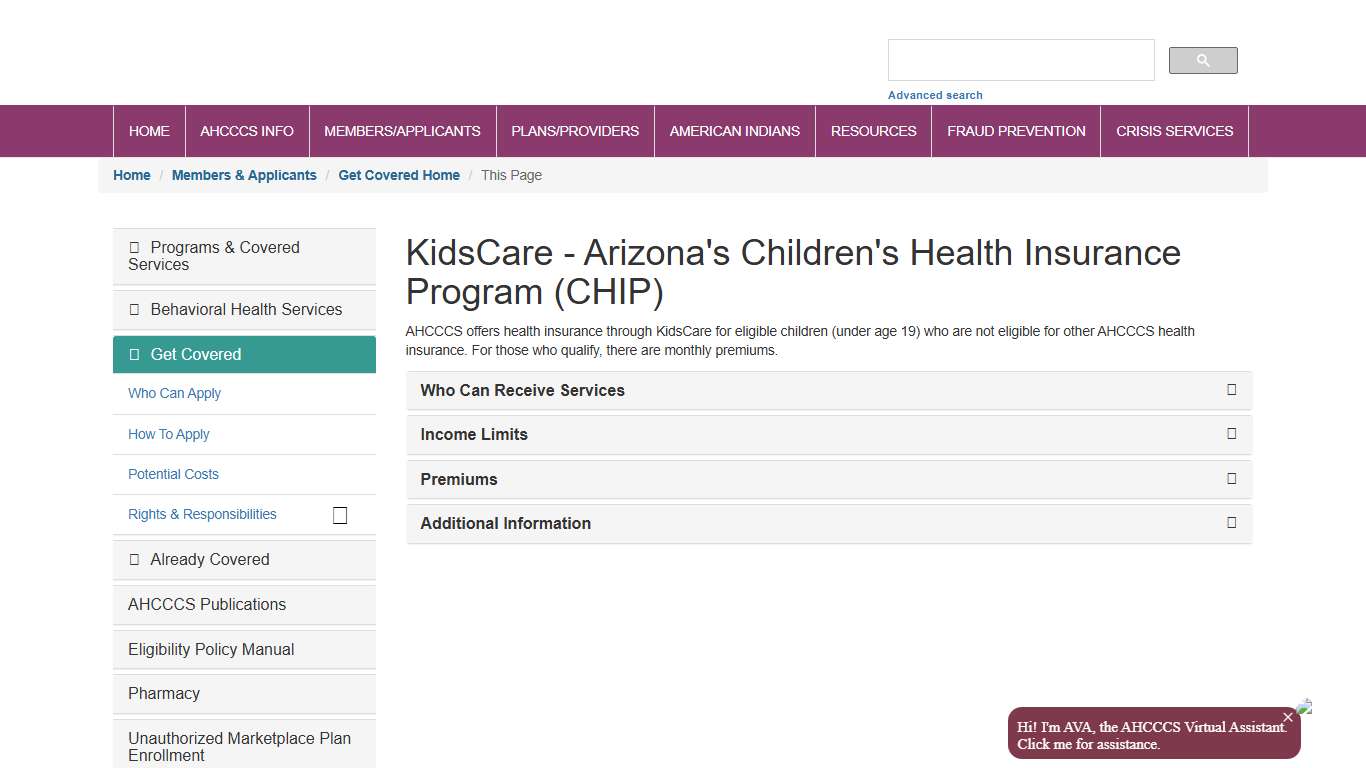 KidsCare - Arizona's Children's Health Insurance Program (CHIP)